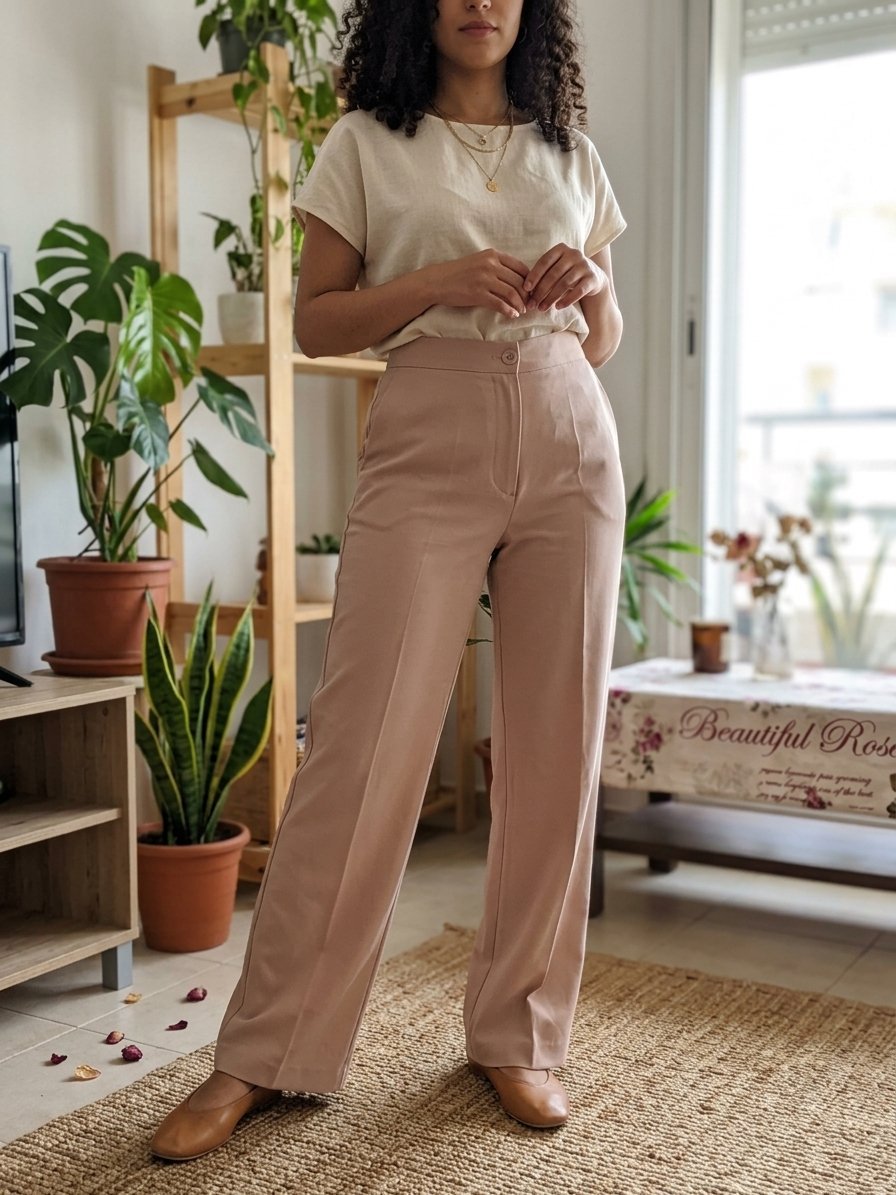 Pantalon chic rose poudré 