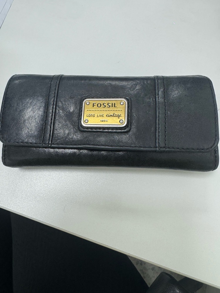 Portefeuille noir fossil cuir