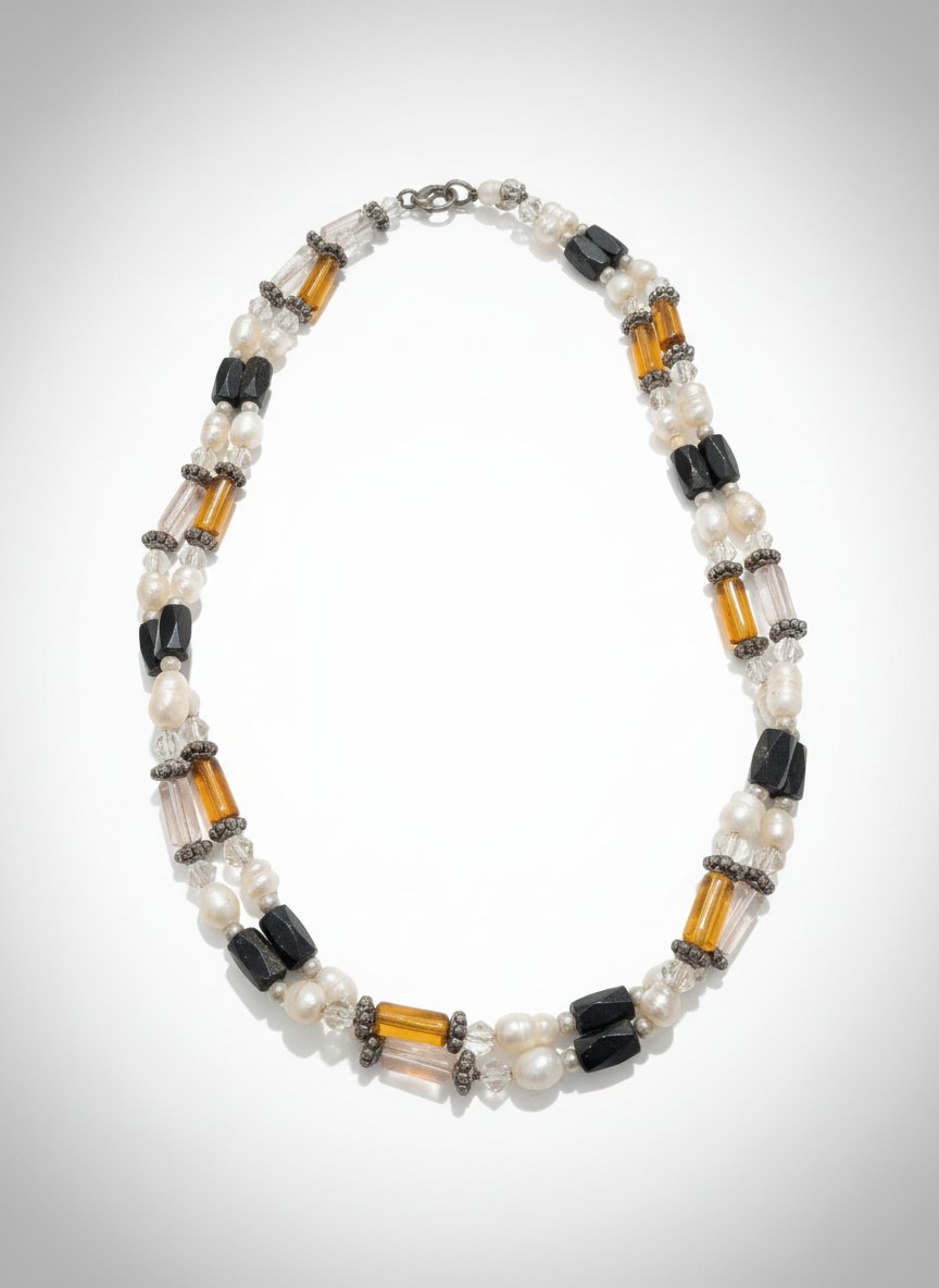 Collier hématite et perles de culture peut se porter à plusieurs façons 