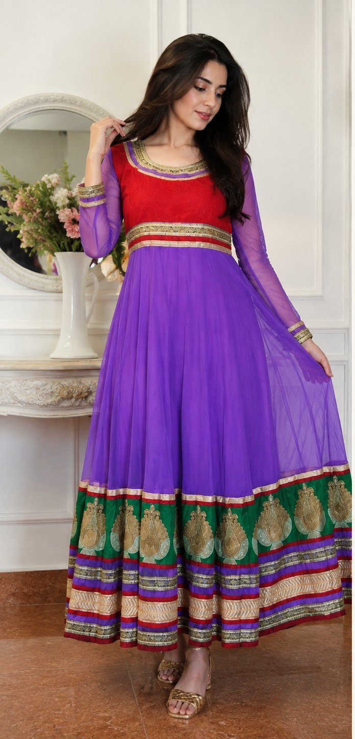 Robe traditionnelle indienne Anarkali multicolore ✨