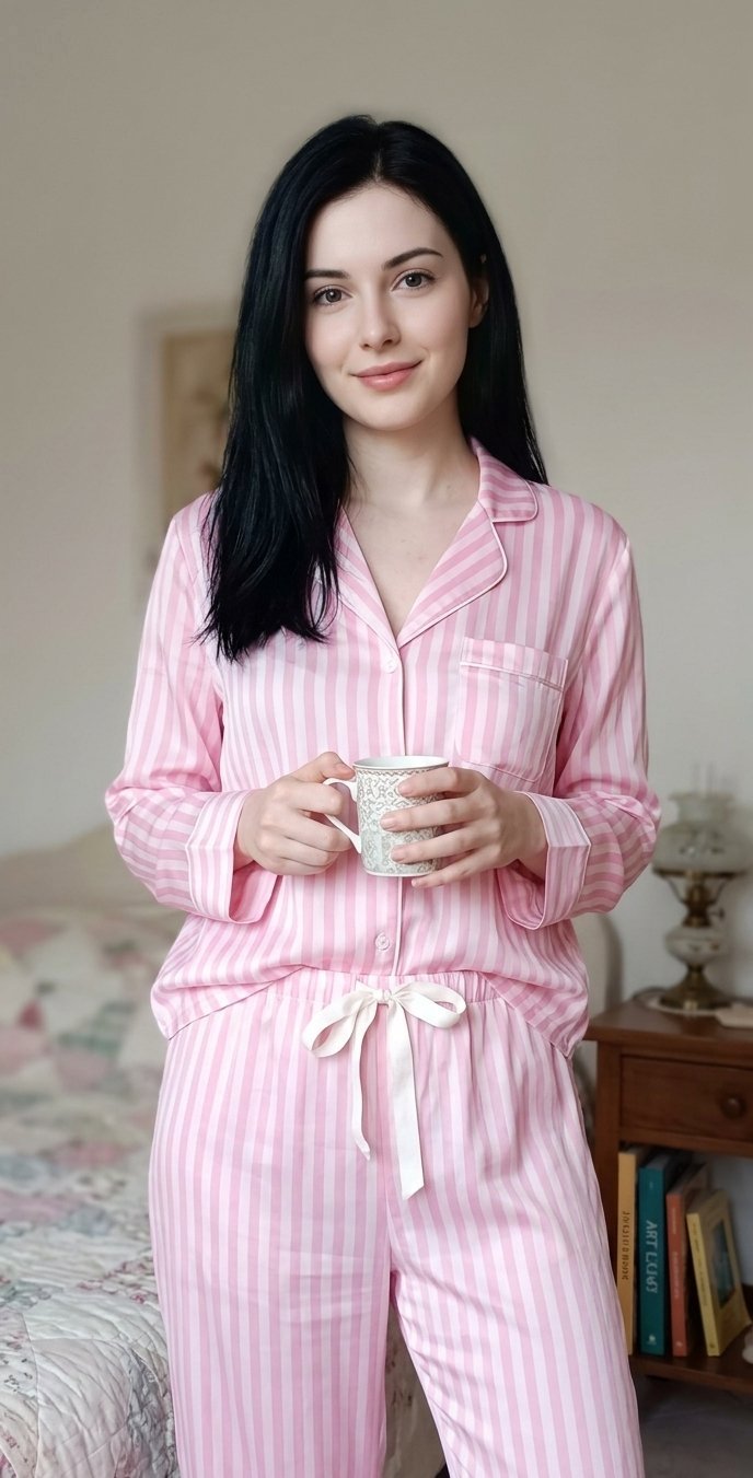 Ensemble Pyjama Satin – "Rose d'Été" taille min s .m. l