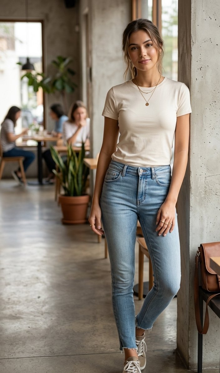 Jean Slim Zara Bleu Clair avec Ourlet Effiloché et Fente