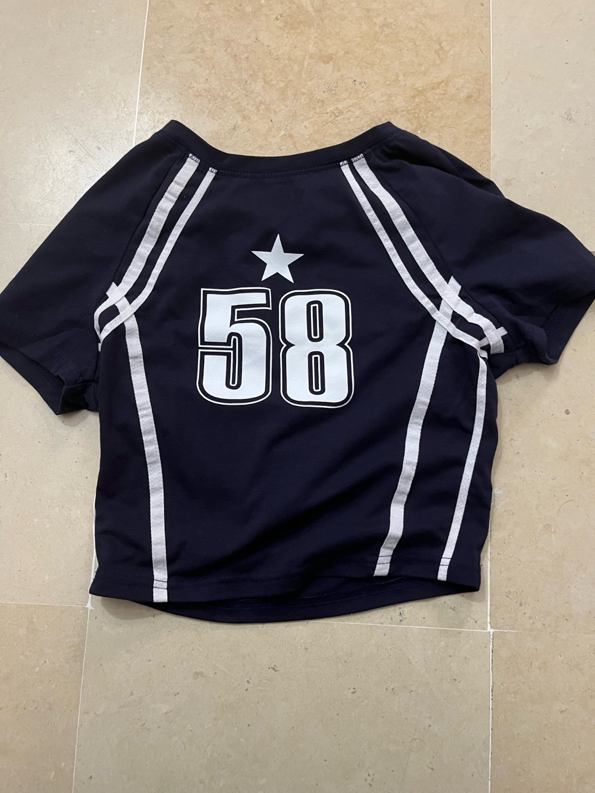 Top bleu marine imprime