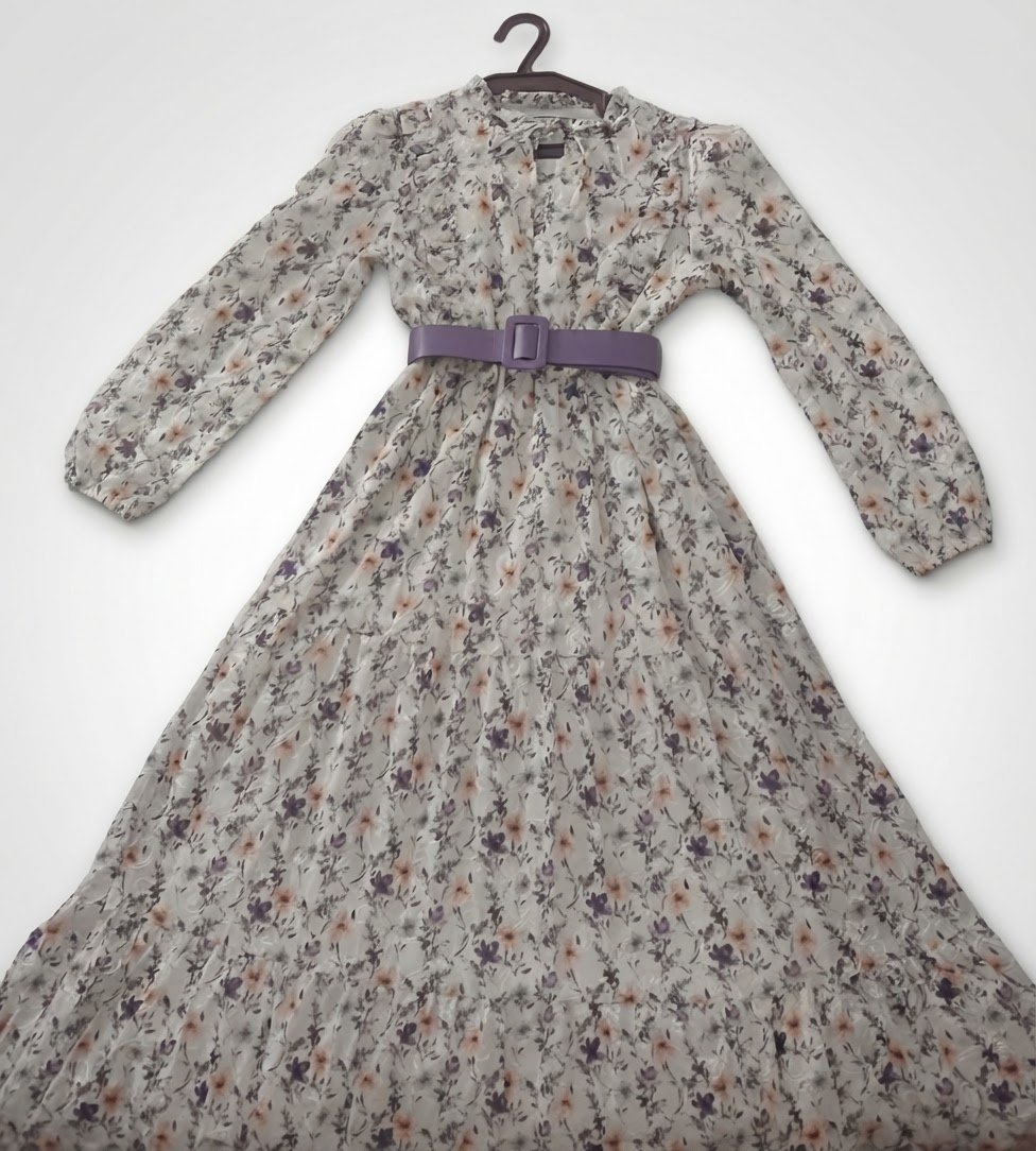 Robe Fleurie Longue à taille froncée