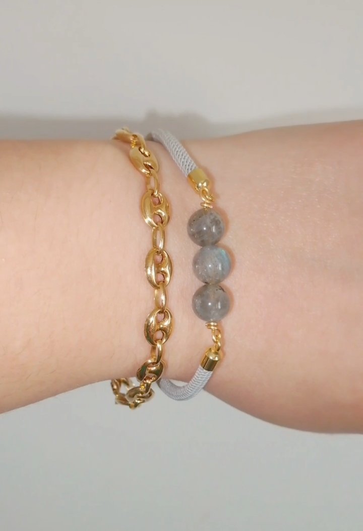 Bracelet labradorite حجر الطاووس