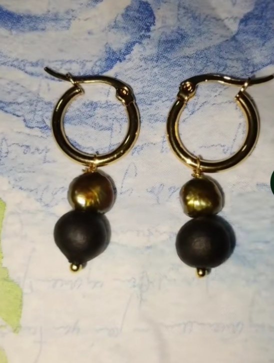 Boucles d'oreilles perle et 3anbar 