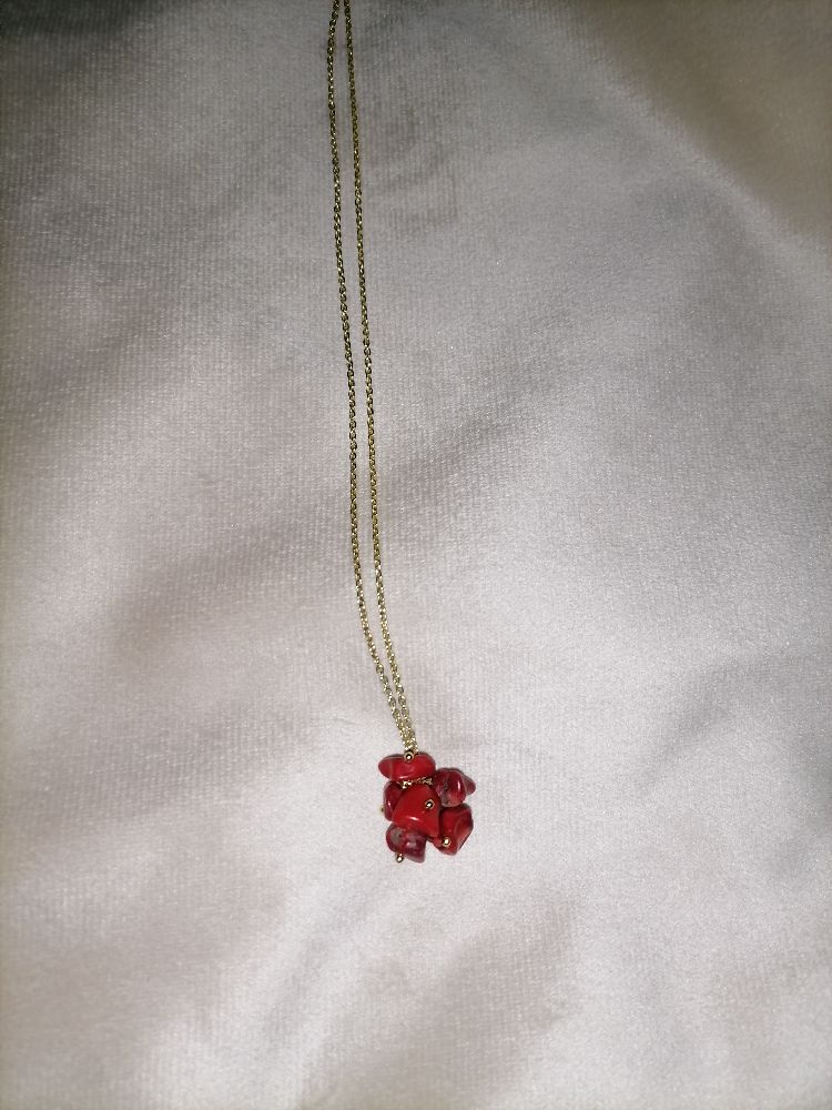 Collier en vrai corail inoxydable