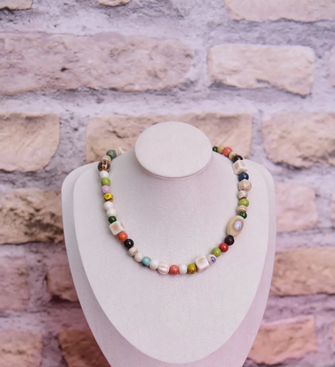 Collier perles ceramique