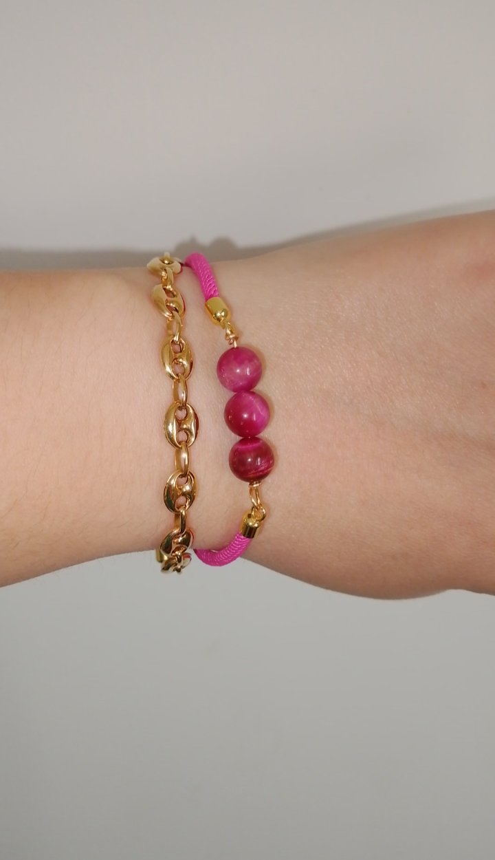 Bracelet oeil de tigre rose