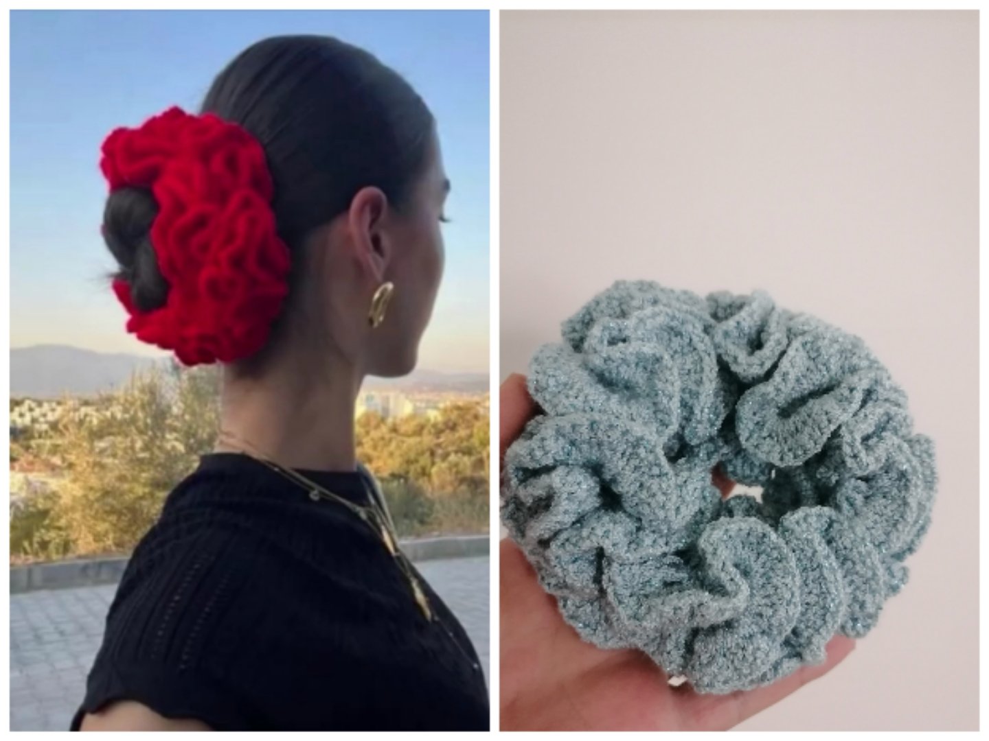 Crochet ruffle scrunchie 