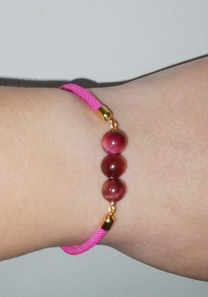 Bracelet oeil de tigre rose