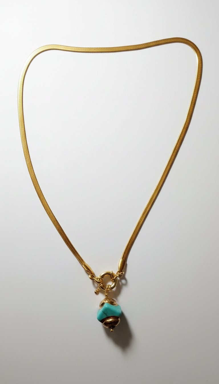 Collier pierre turquoise naturelle inoxydable 