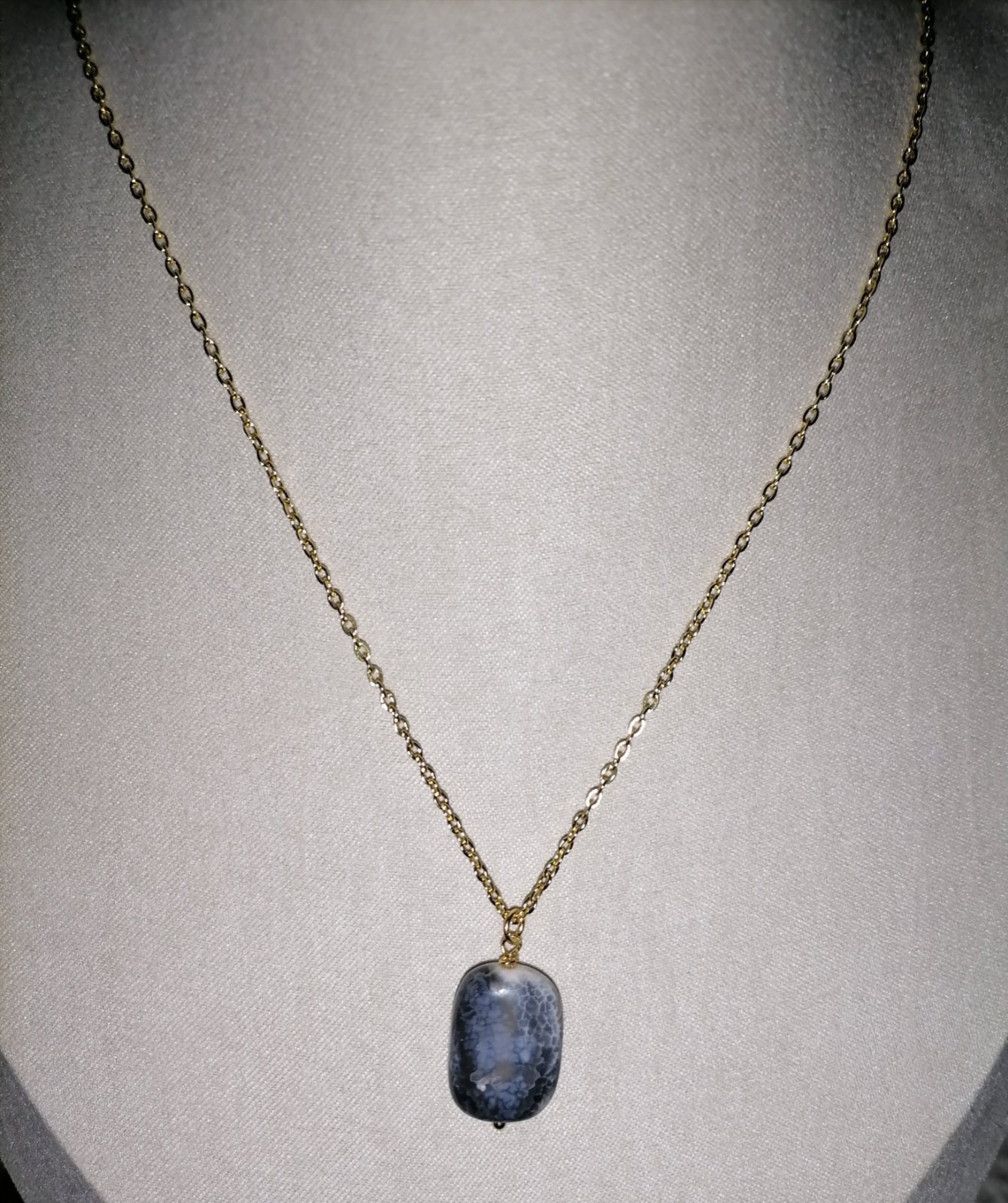 Collier dragon vein Agate عقيق عروق التنين 