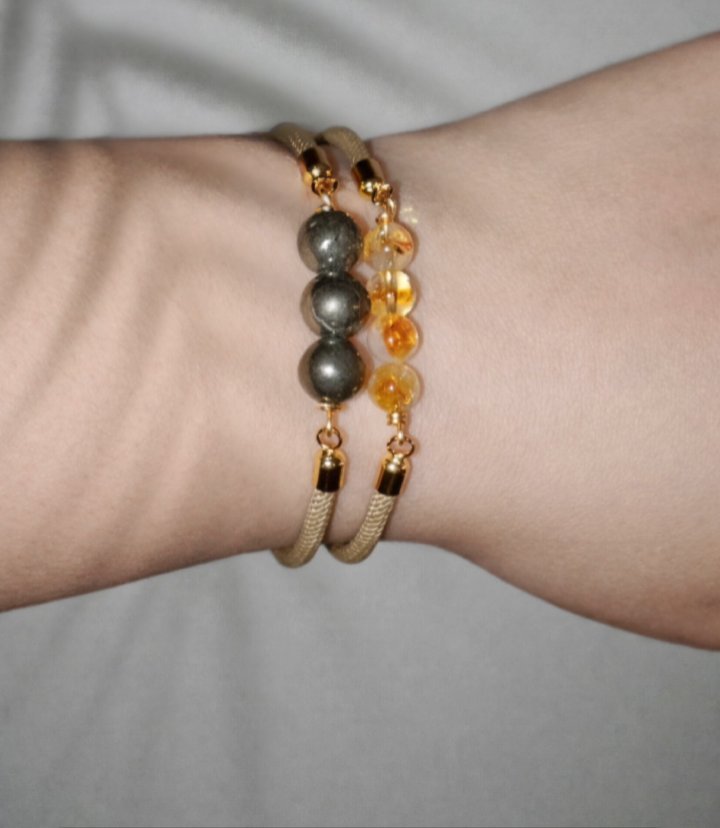 Lot bracelets citrine & pyrite