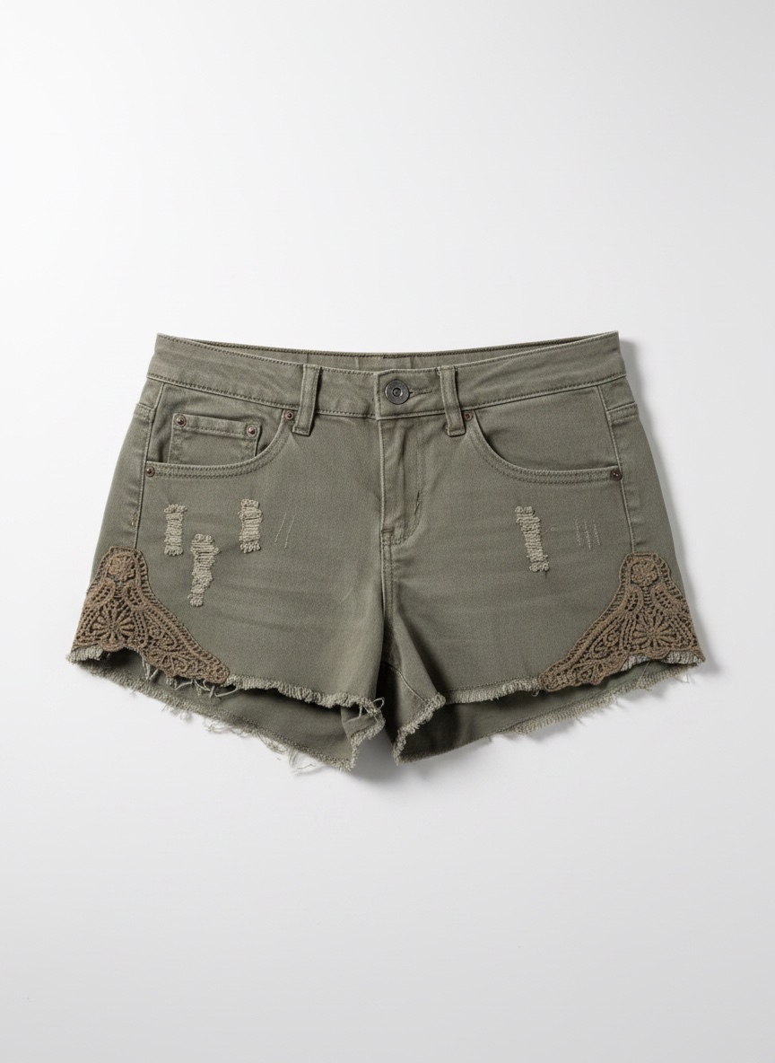 Short femme vert kaki