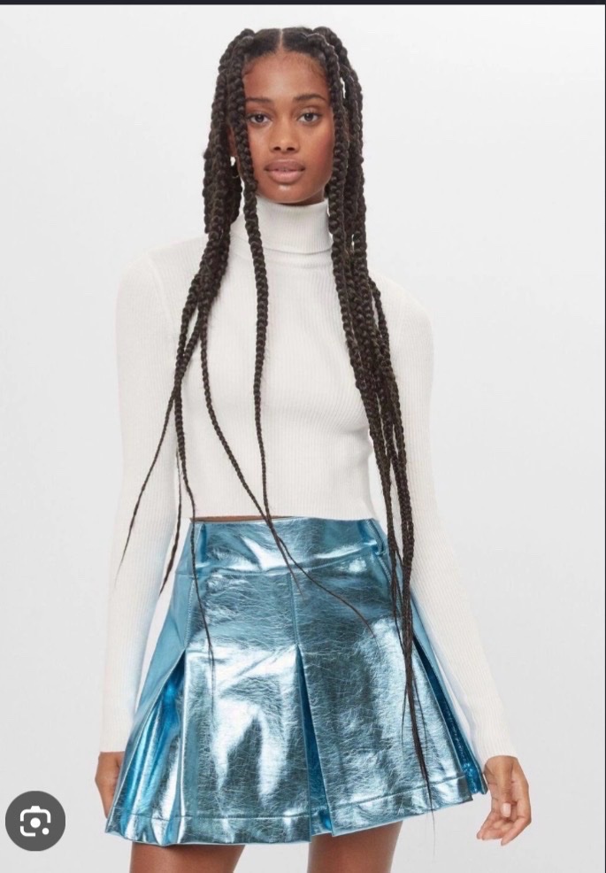 Jupe bershka bleu metalisé 