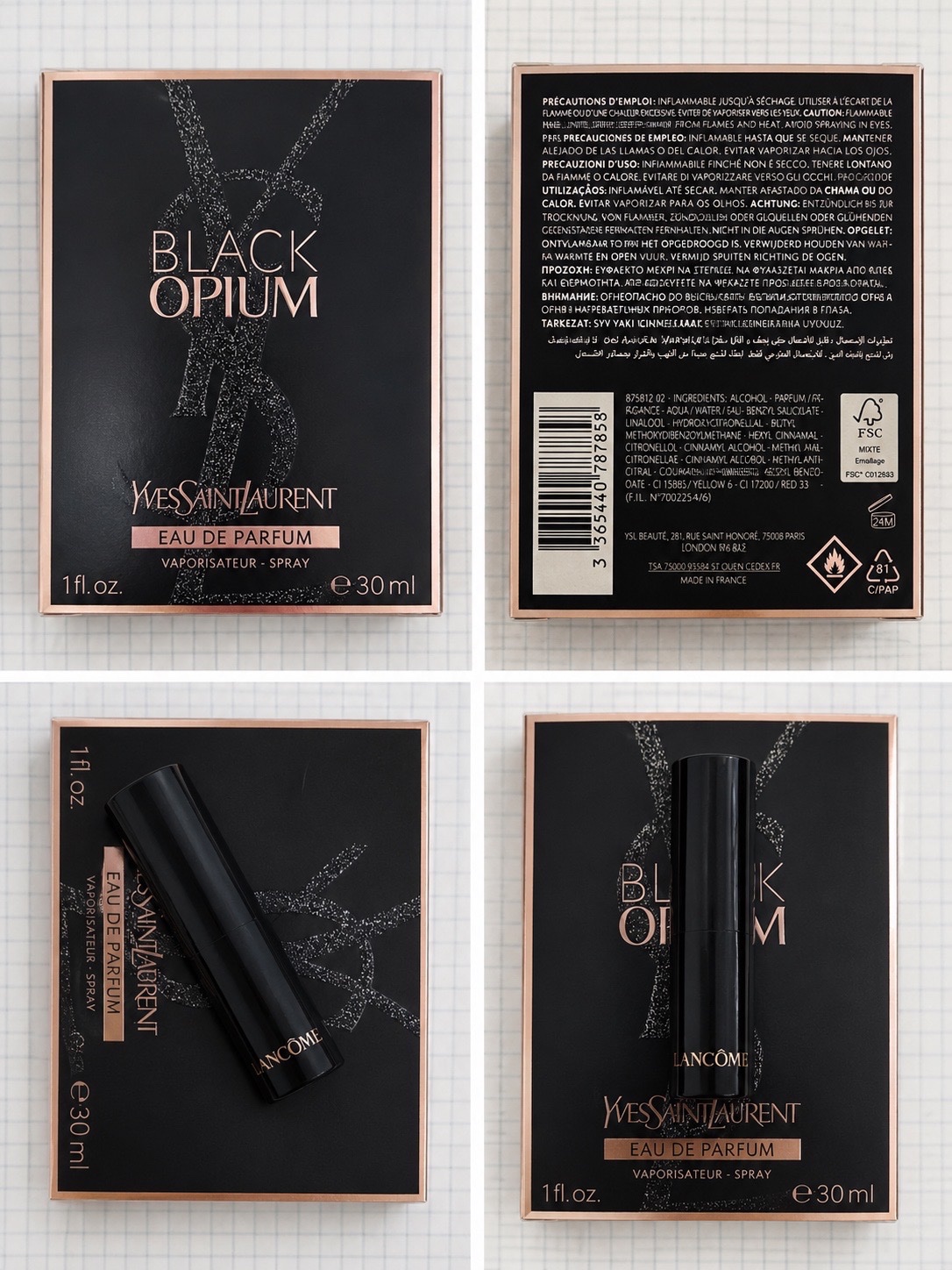Parfum YSL black opium + un rouge à levre Lancome couleur rouge 