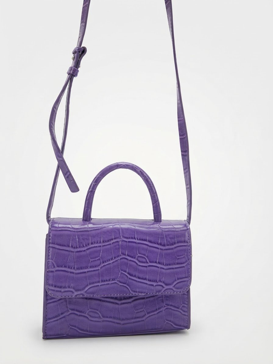 Sac à main / Sac bandoulière violet effet crocodile