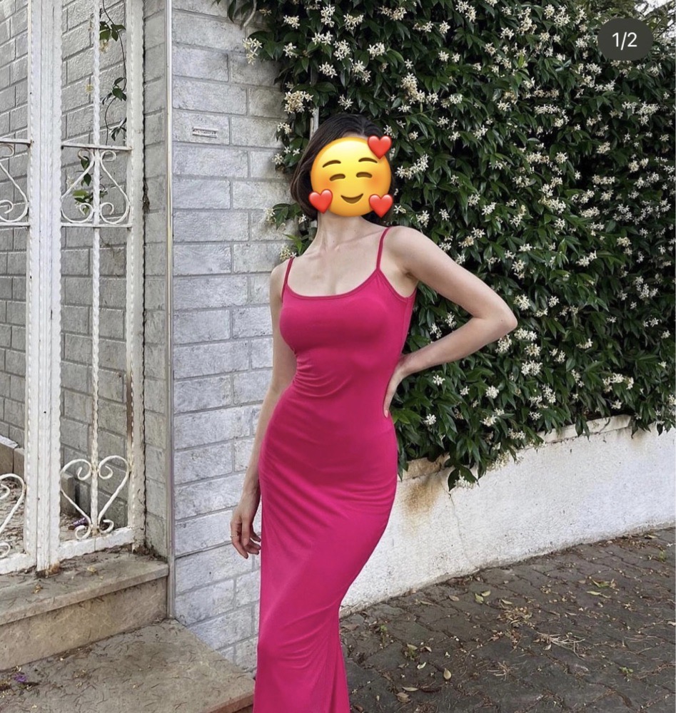 Robe longue rose fuchsia