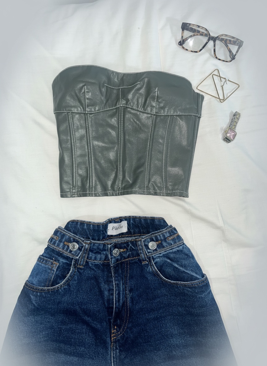 Korsette Top en curt vert militaire