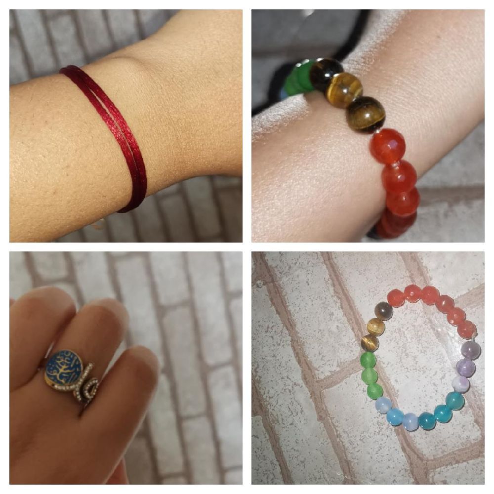 lot :  bracelet rouge pour la richesse et chance+ bracelet pierre naturelles pour l'équilibre de chakra+cadeau bague pour la protection