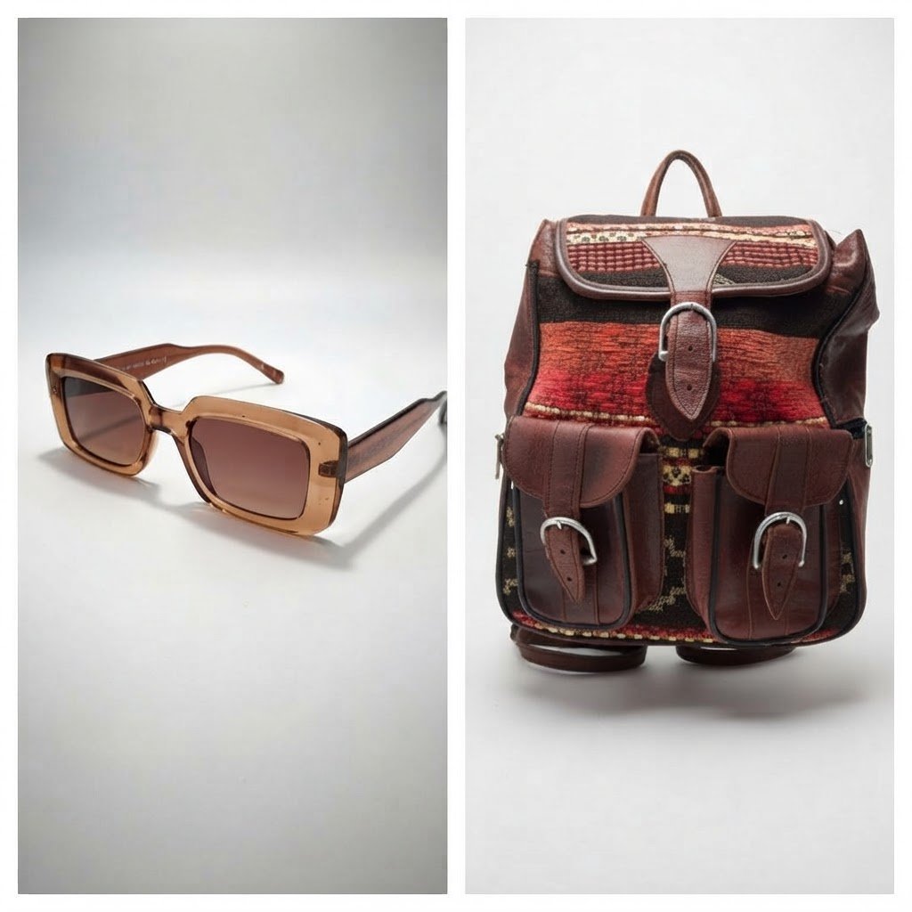 Back to school :  sac à dos 100% cuire (très bon état)+ lunette de soleil (neuve sans étiquettes )