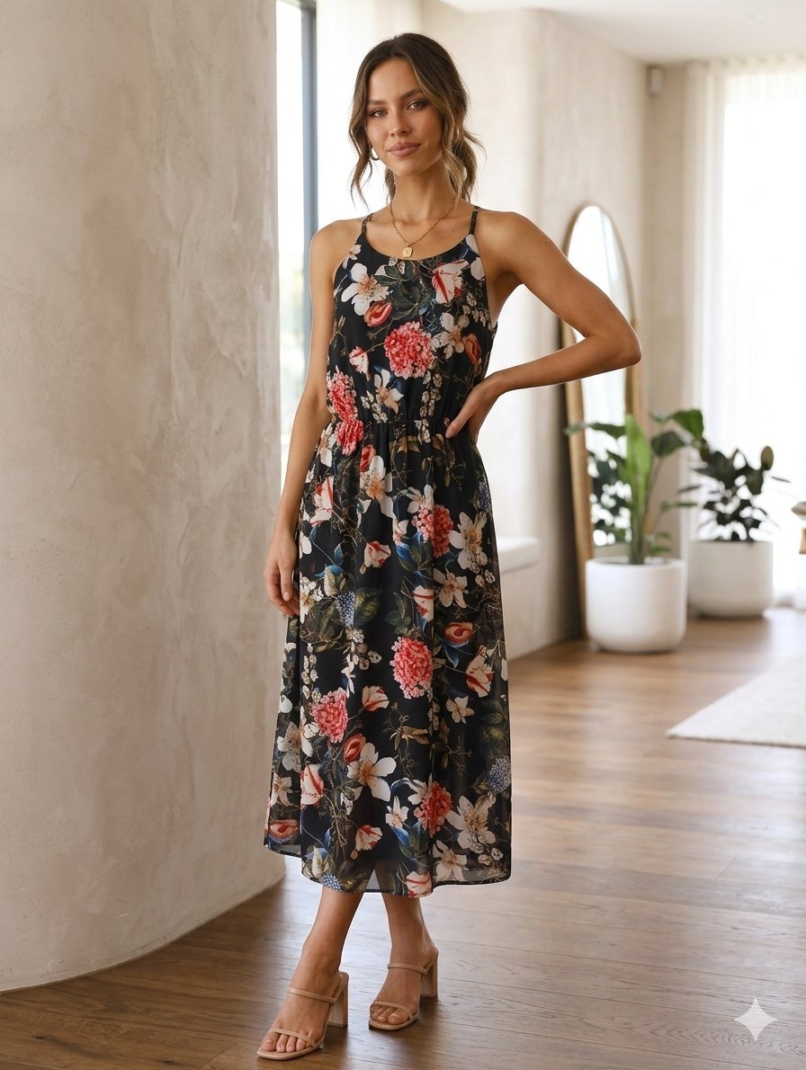 Élégante robe avec des bretelles fines 