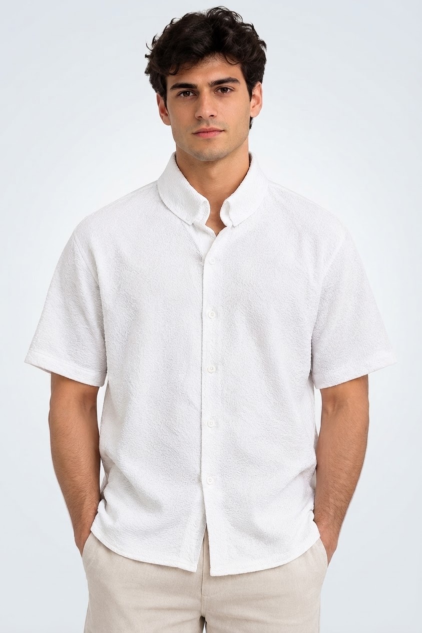 Chemise Zara homme blanche texturée