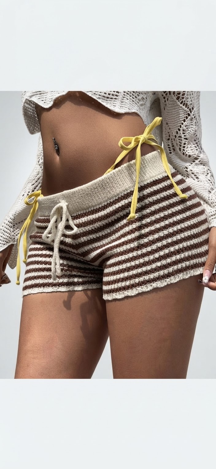 Knit shorts striped