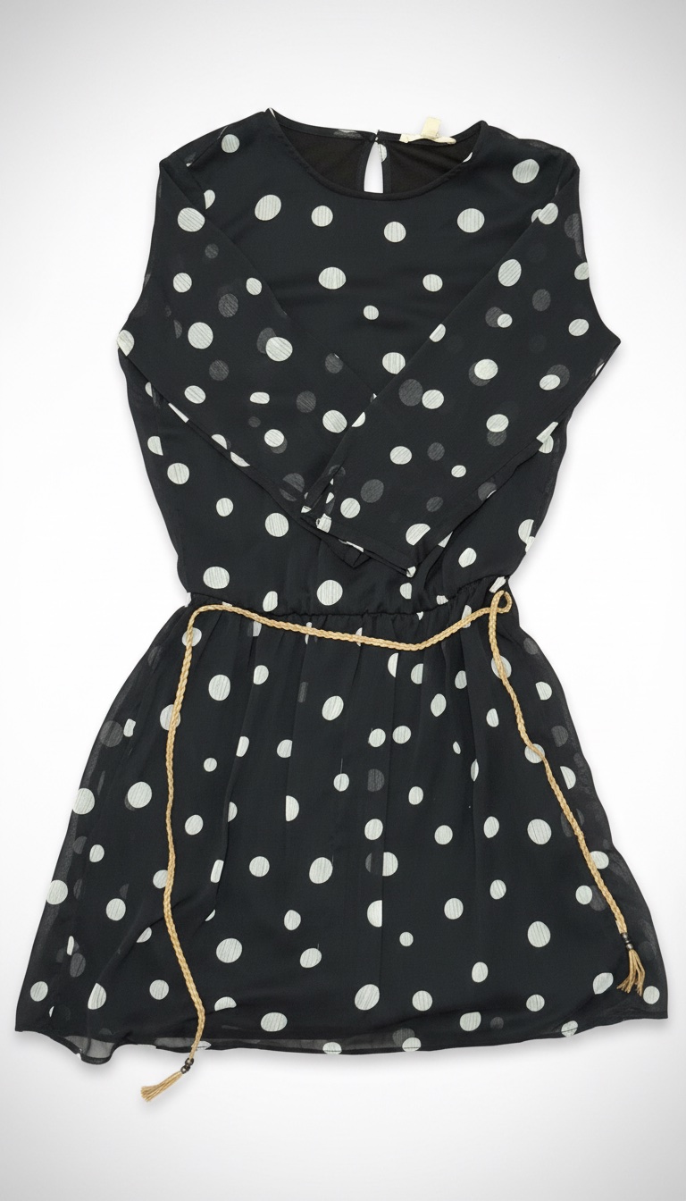 Robe noire à pois blancs (polka dot) M/L