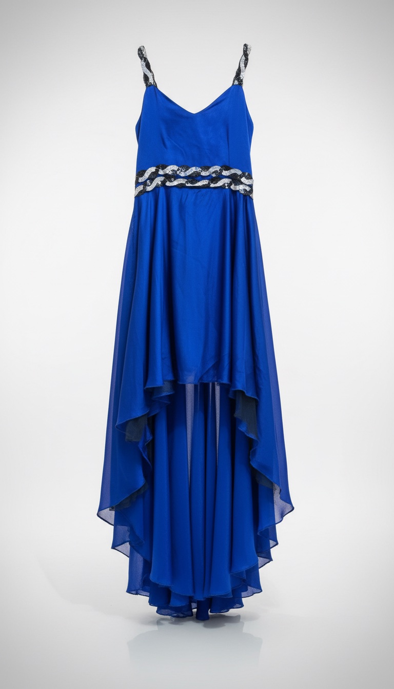 Robe soirée bleu roi en satin 