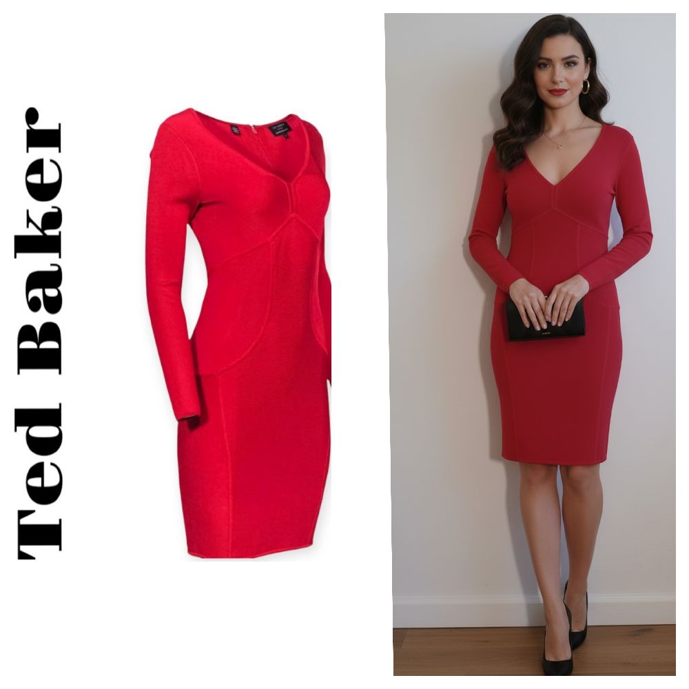 Robe Ted Baker. Haut de gamme. Neuve. Viscose/ton satiné/Coton. 