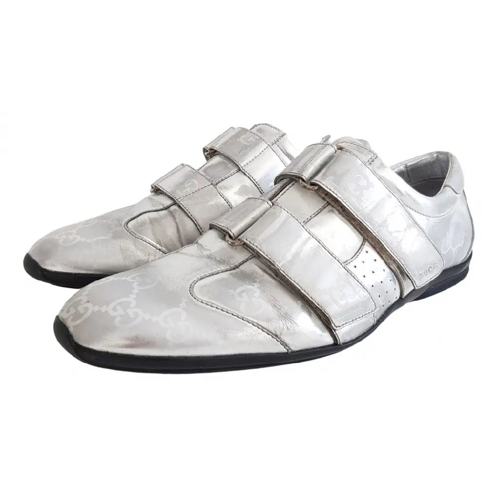 Baskets basses Gucci HOMME authentiques argentées à scratch en cuir Guccissima, effet dégradé. Gucci authentique. 