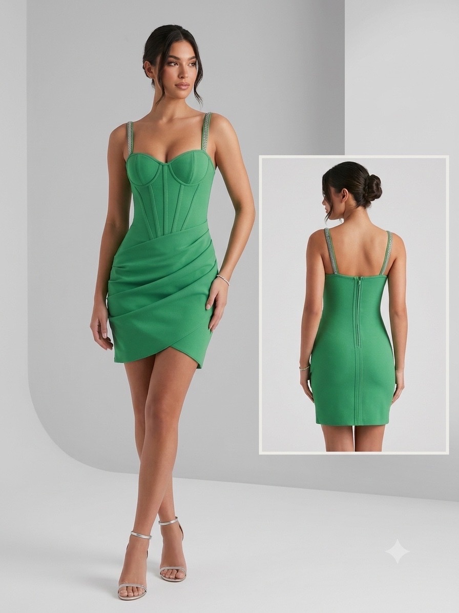 Robe de soirée verte style corset