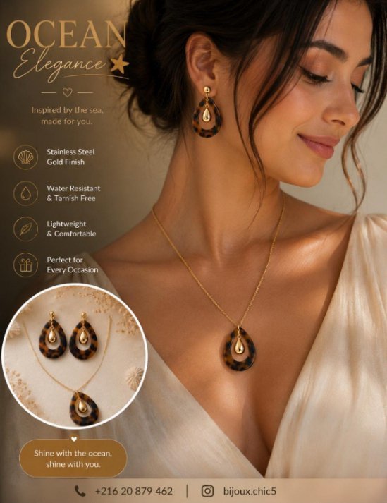 Parure collier et boucles d'oreilles style Ocean chic/Beach Élégance 