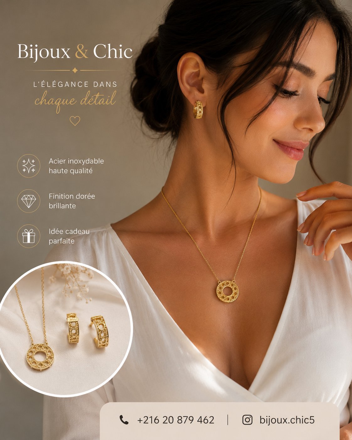 Parure collier et boucles d'oreilles 