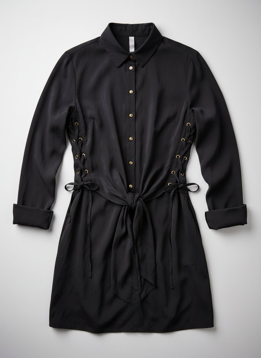 Une chemise noire élégante avec détails dorés attrayants