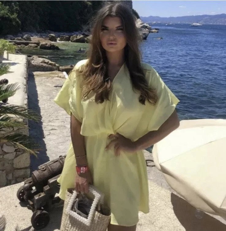 Zara Summer Butter yellow Dress With Elasticated Waist 