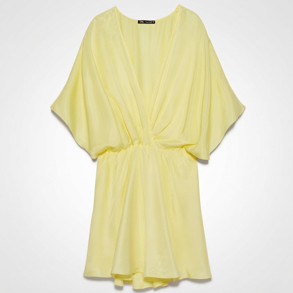Zara Summer Butter yellow Dress With Elasticated Waist 