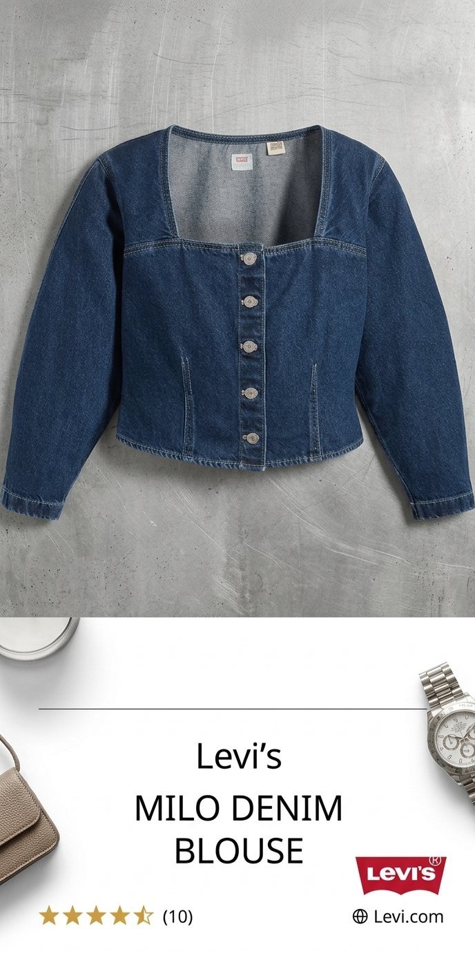 Levi’s Milo Denim Blouse – État Neuf Certifié avec Étiquette