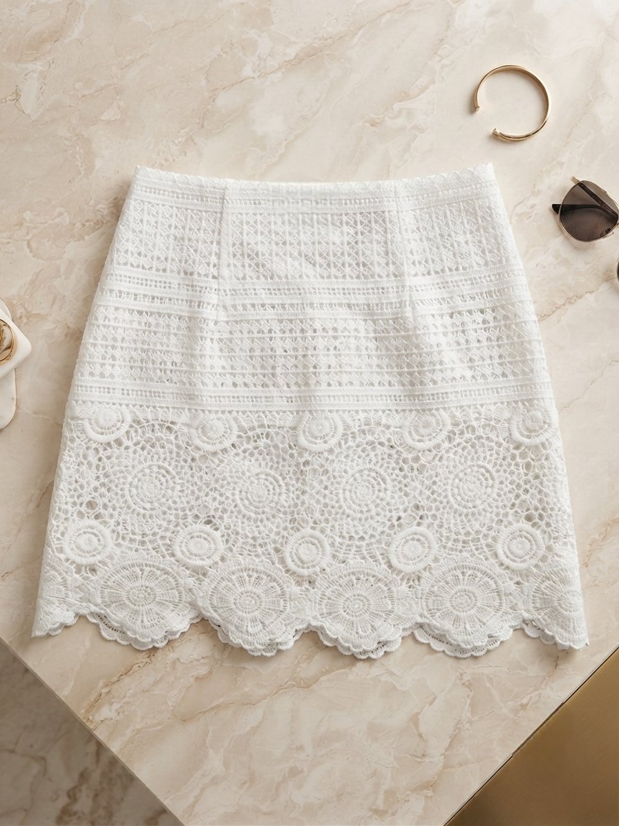 Élégance estivale irrésistible : La mini-jupe en crochet blanche de PrettyLittleThing 🌸✨