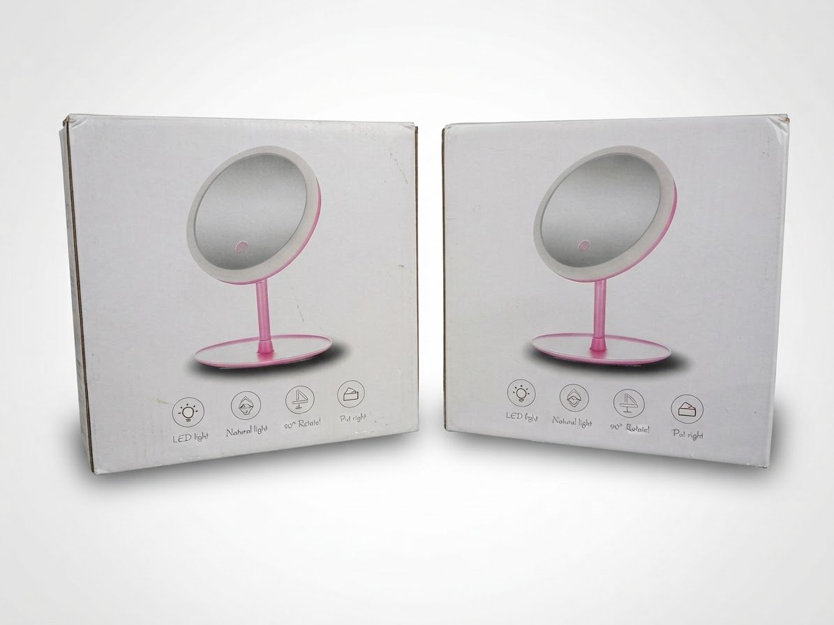 Lot de deux miroirs de maquillage avec led 