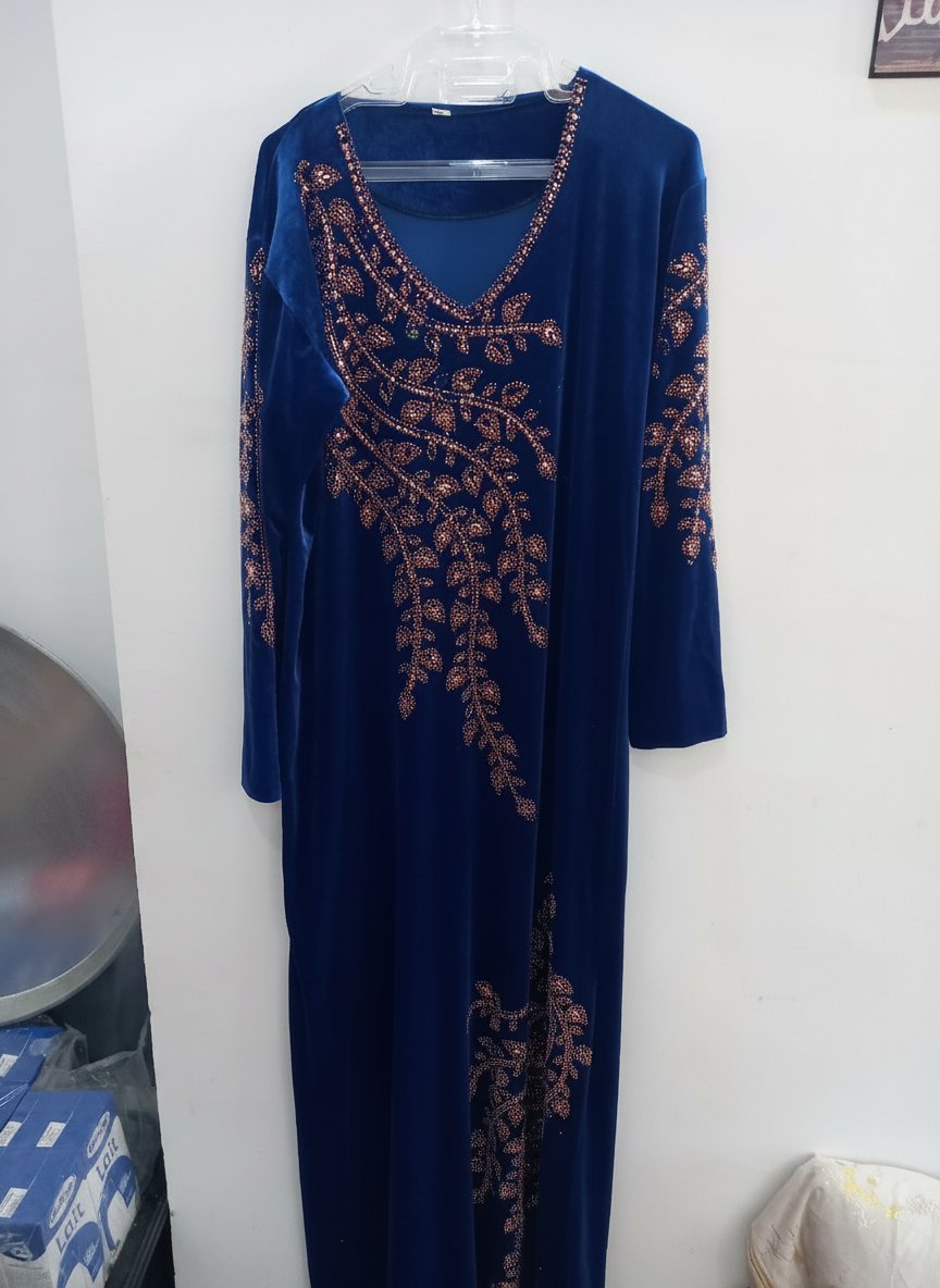 Robe soirée velor bleu roi 