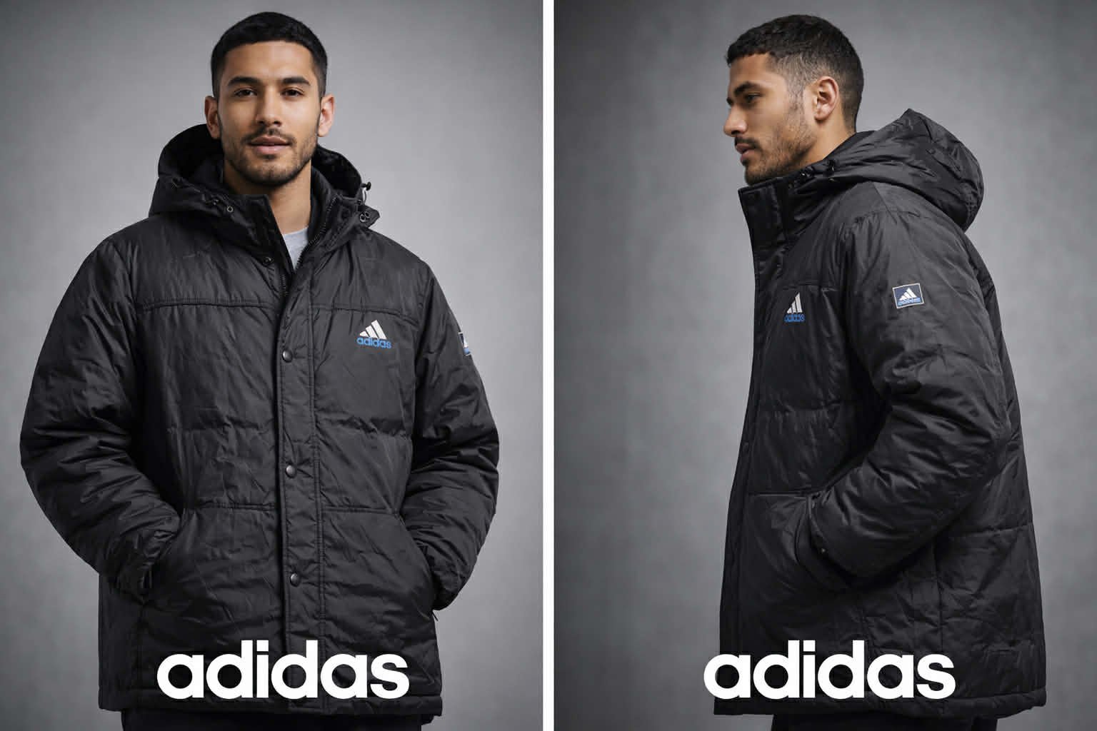 🧥 Adidas Black Quilted Puffer Coat