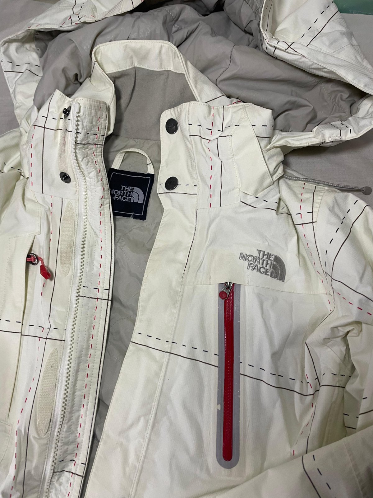 The North Face Women's White and Red Ski Jacket