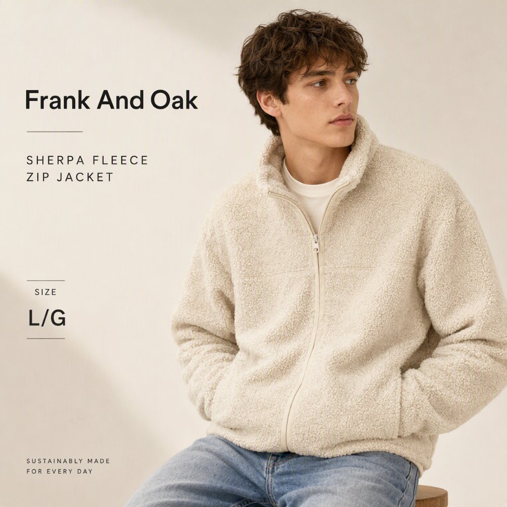 🧥 Frank And Oak Sherpa Fleece Beige - L/G