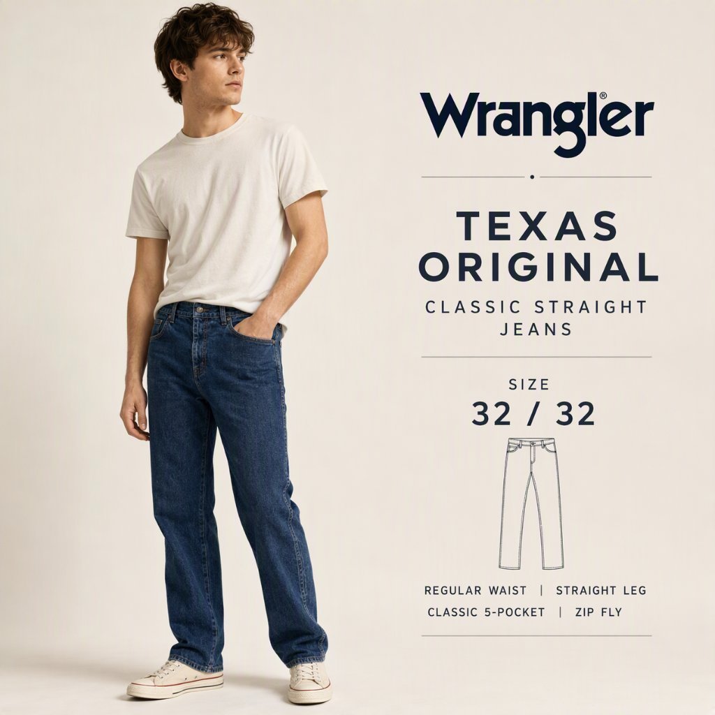 👖 Jean Wrangler Texas Original Classic Straight – Bleu Denim