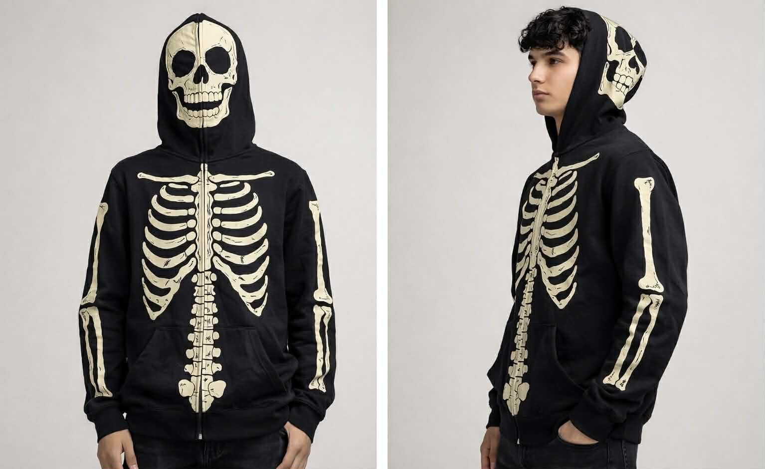 Sweat à capuche squelette DEEPIN & CREEPIN – Style BAPE