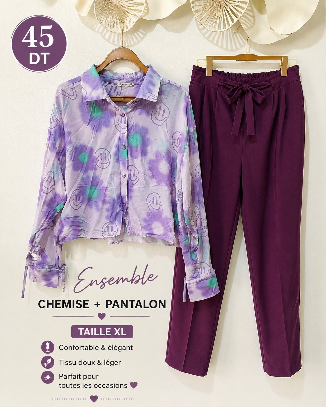 Ensemble chemise pantalon large 