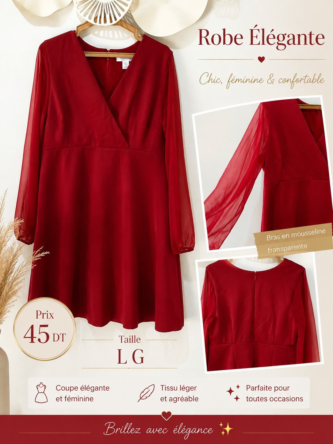 Robe rouge coupe elegante